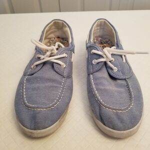 Canvas Casual Woman's Blue Canvas Shoes Lace Up Size 8